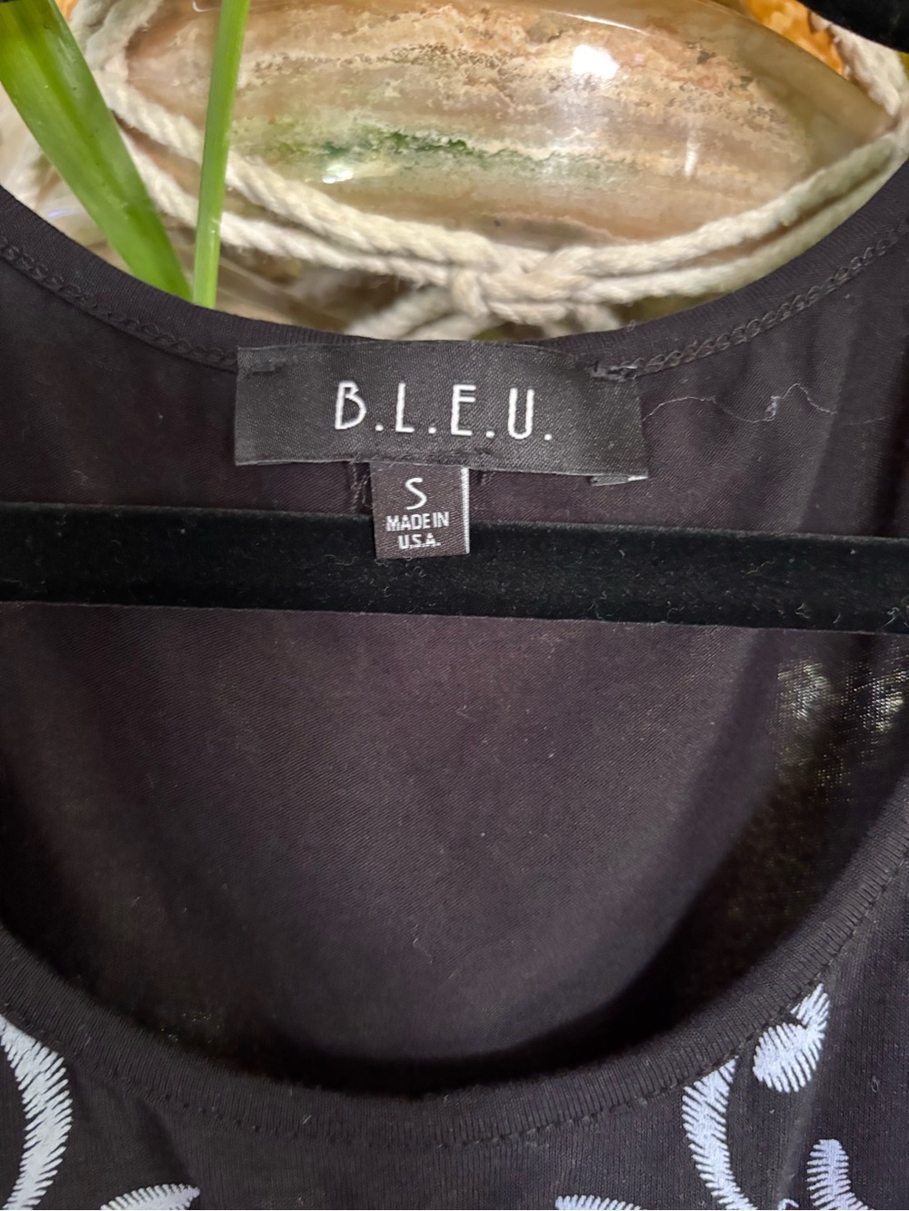 B.L.E.U. Black Tank with White Floral Embroidery - Picture 2 of 7